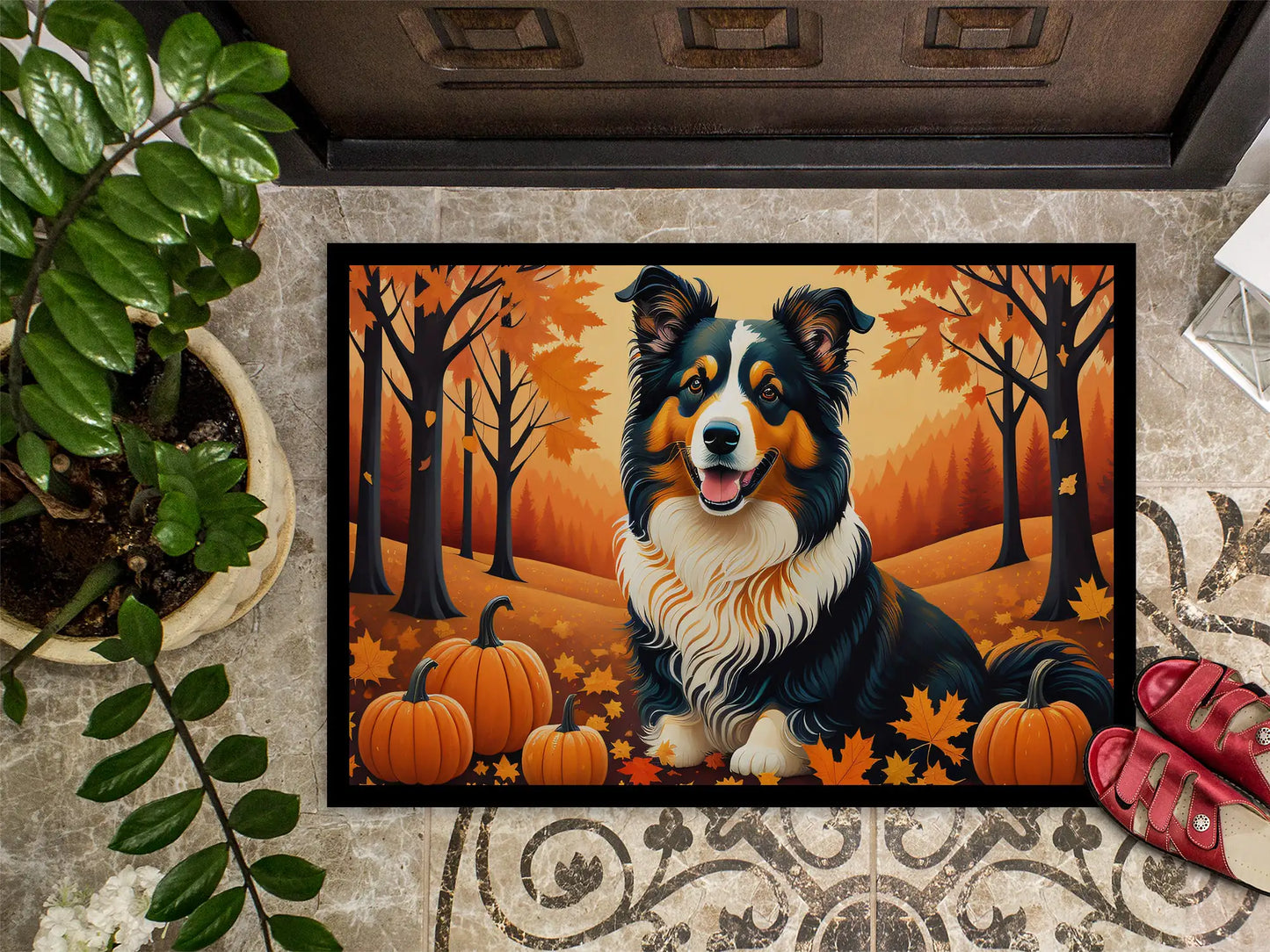 Collie Fall Doormat