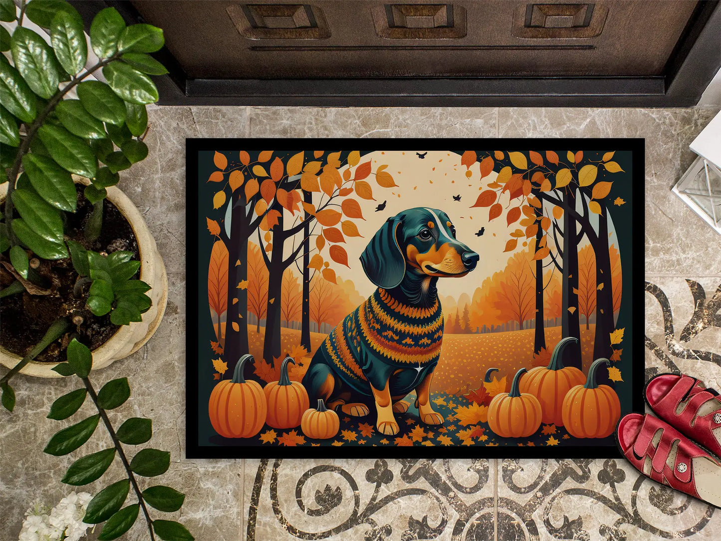 "Fall Furry Friends Welcome Mat"