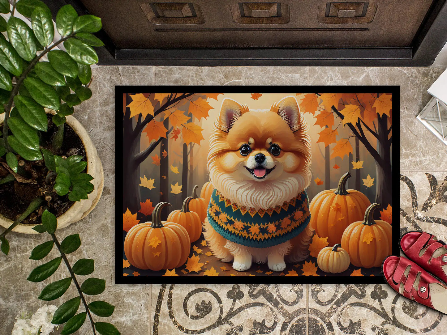 Pomeranian Fall Doormat